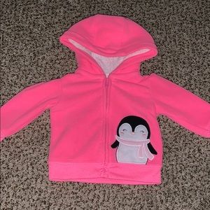 Hot Pink Penguin Zip Sweater